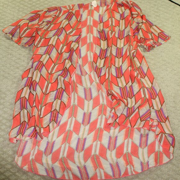 Pronto Women's Size Large Vibrant Orange Patterned Open Cardigan - Picture 1 of 6